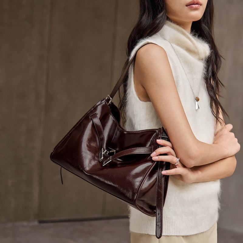 Luxe Slouch Lock Shoulder Bag