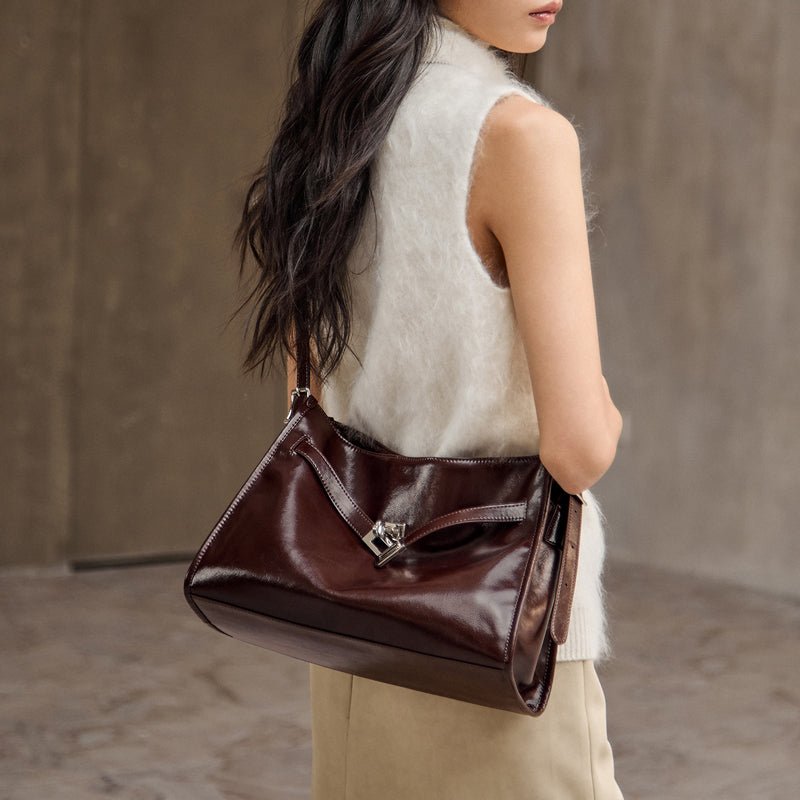 Luxe Slouch Lock Shoulder Bag