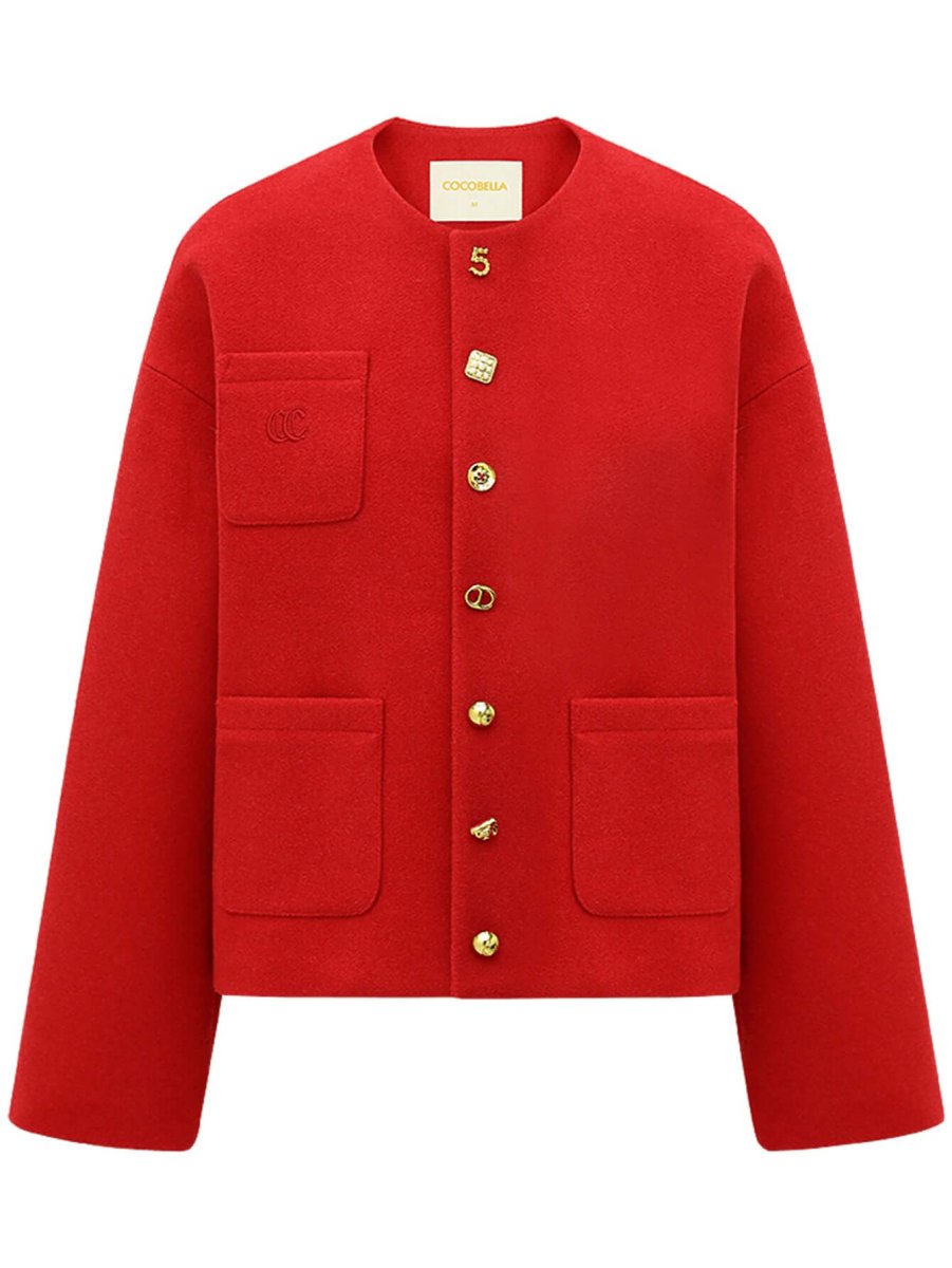 Red Rown Jacket Luxurious Red Woolen Jacket | Fashionable and Modern Jacket – 0cm