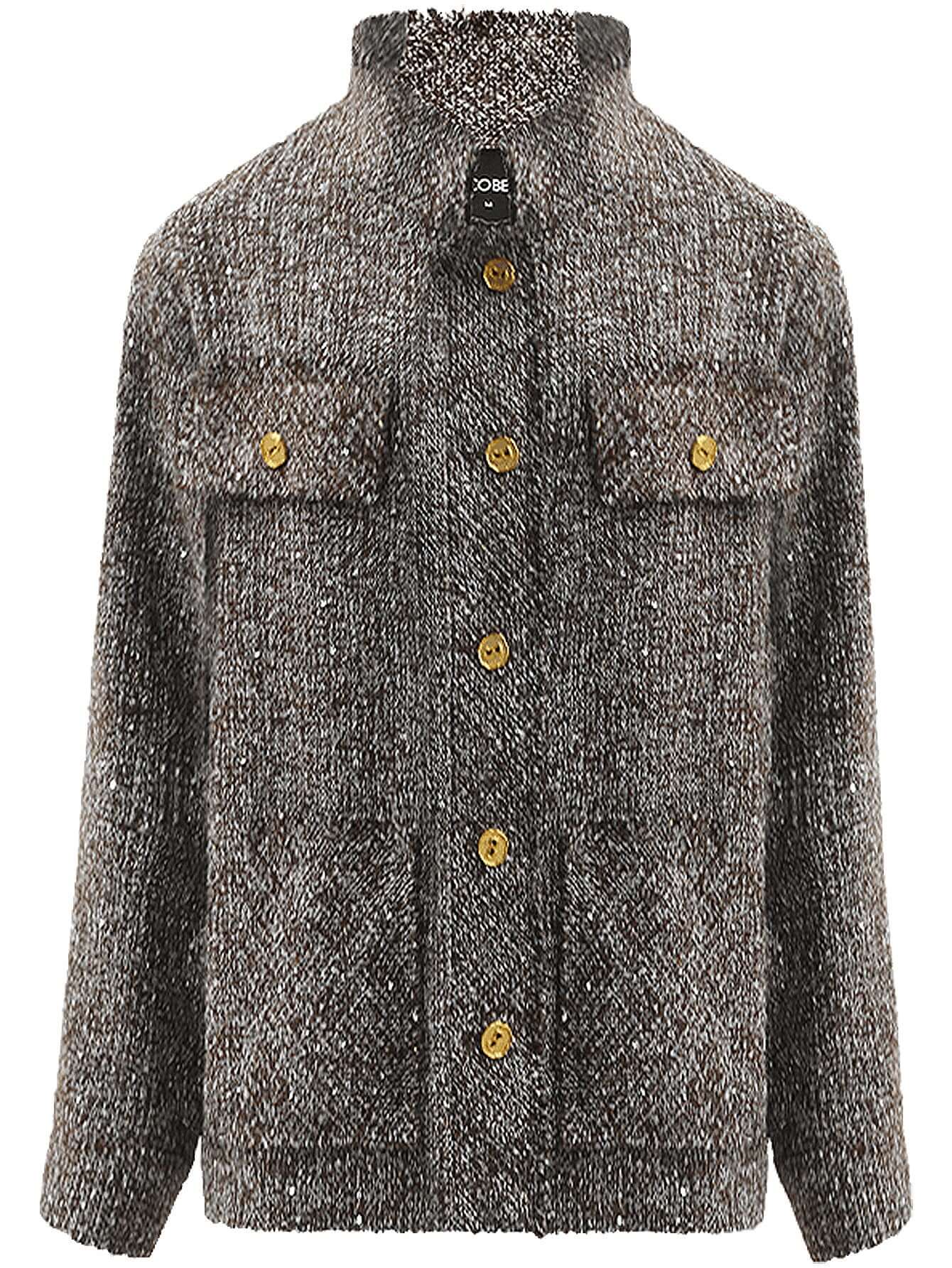 luxurious sequin knit wool coat in mocha all mocha 4