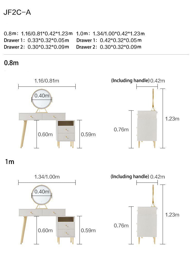 Luxury Dressing Table with Ivory Stool Set - 0cm