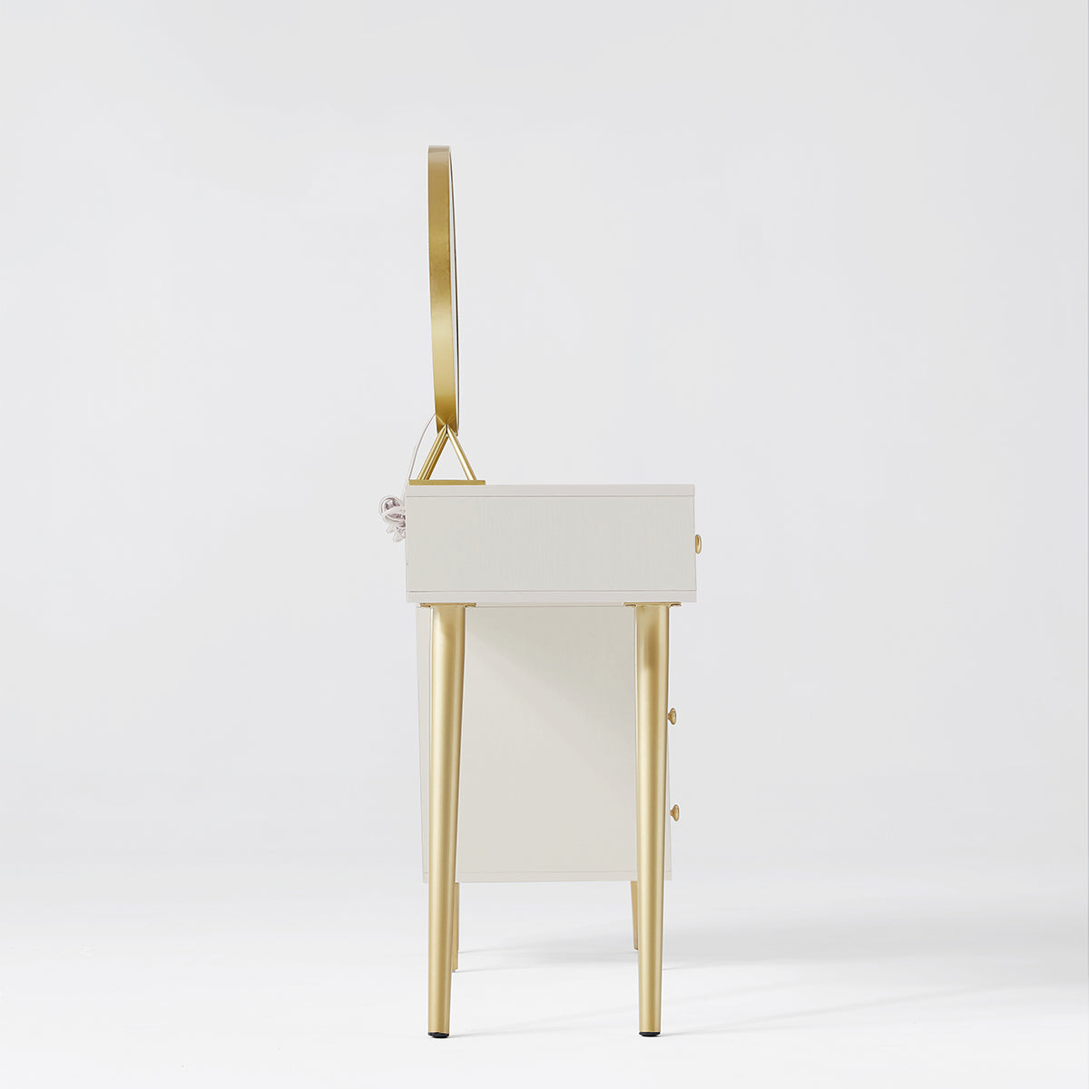 luxury dressing table with ivory stool set all white 15