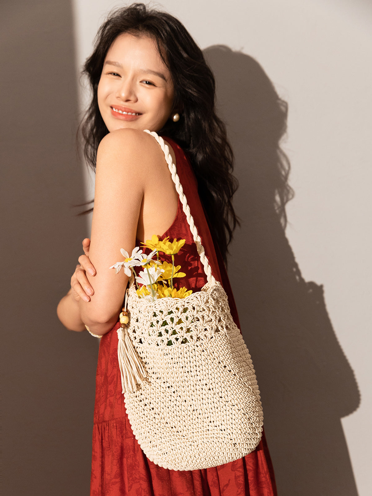 macrame beach tote bag white 4