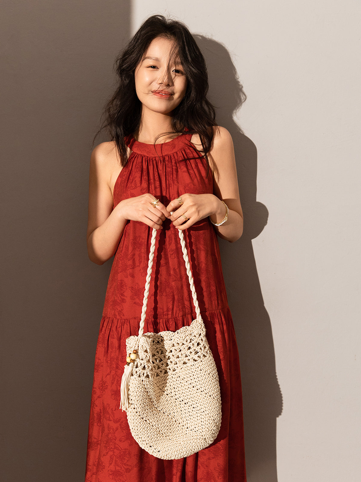 macrame beach tote bag white 5