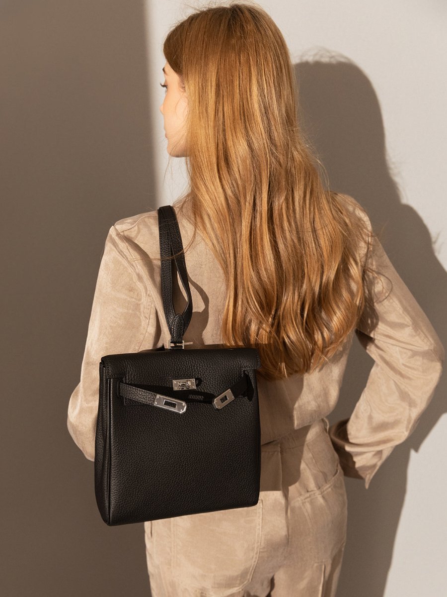 Madison Structured Leather Convertible Backpack – Turn-Lock Backpack Shoulder Bag