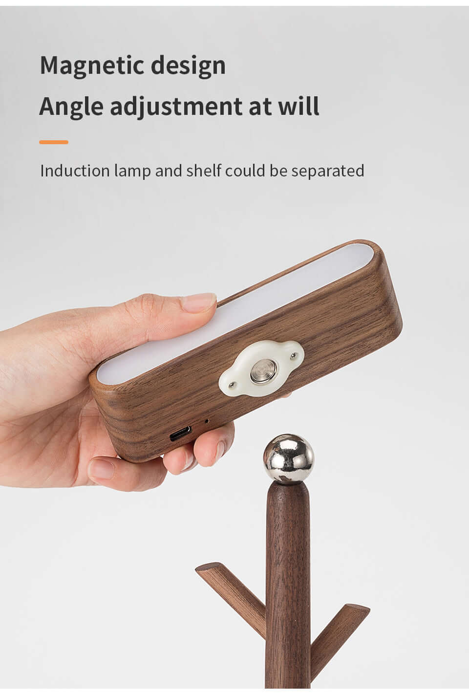 magnetic solid wood rechargeable induction light all 4