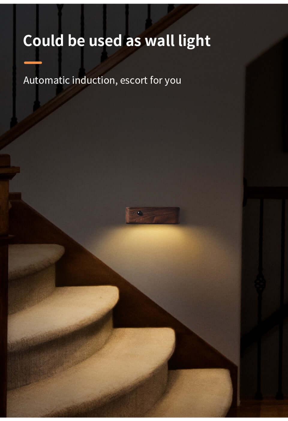 magnetic solid wood rechargeable induction light all 6