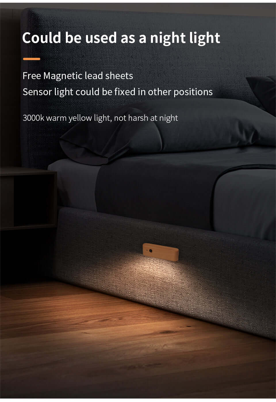 magnetic solid wood rechargeable induction light all 7