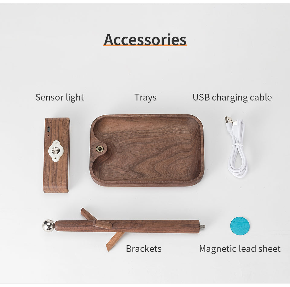 magnetic solid wood rechargeable induction light all 8