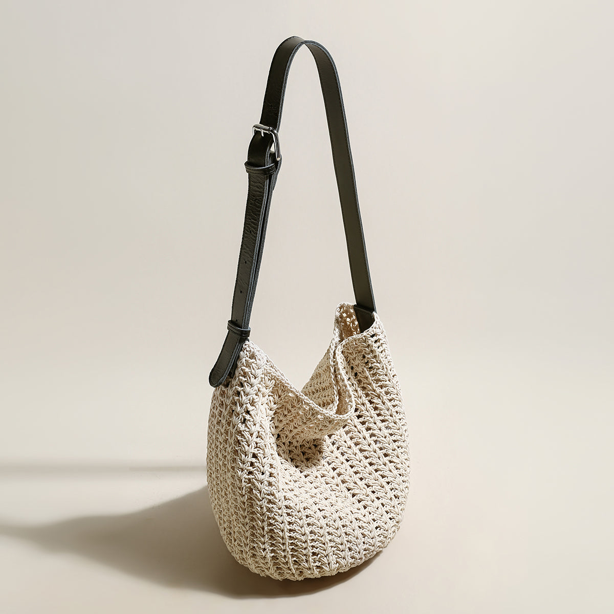 medium white beach tote bag with blue leather straps white 2