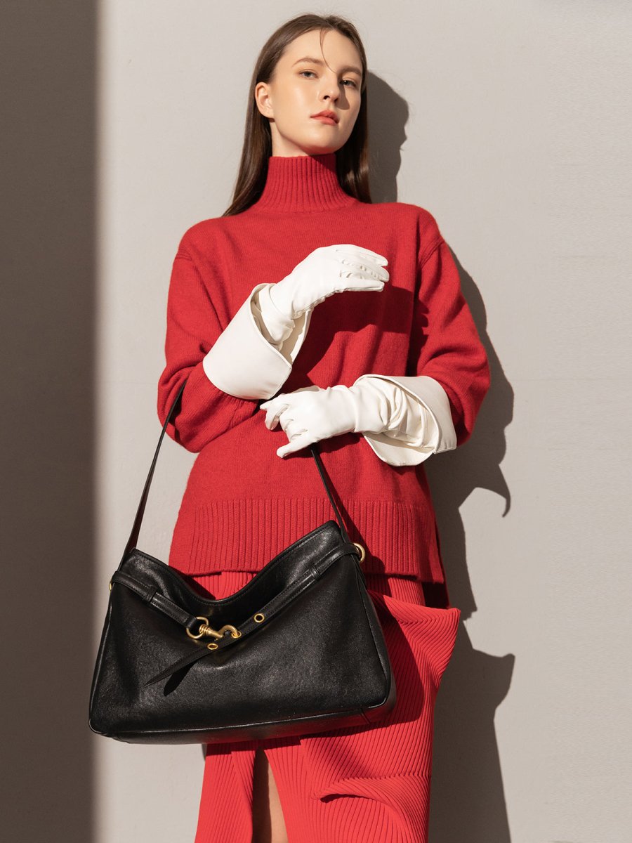Mediun Slouchy Leather Shoulder Bag - 0cm
