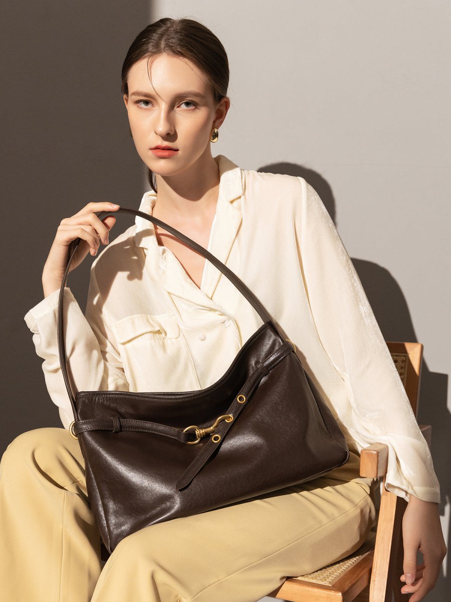 Mediun Slouchy Leather Shoulder Bag - 0cm