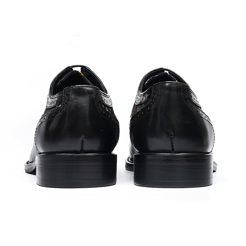 Men’s Artistic Brogue Lace Up Shoes with Embroidered Accents - 0cm