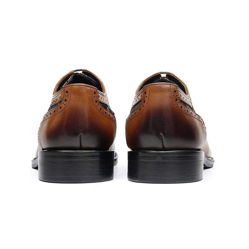 Men’s Artistic Brogue Lace Up Shoes with Embroidered Accents - 0cm