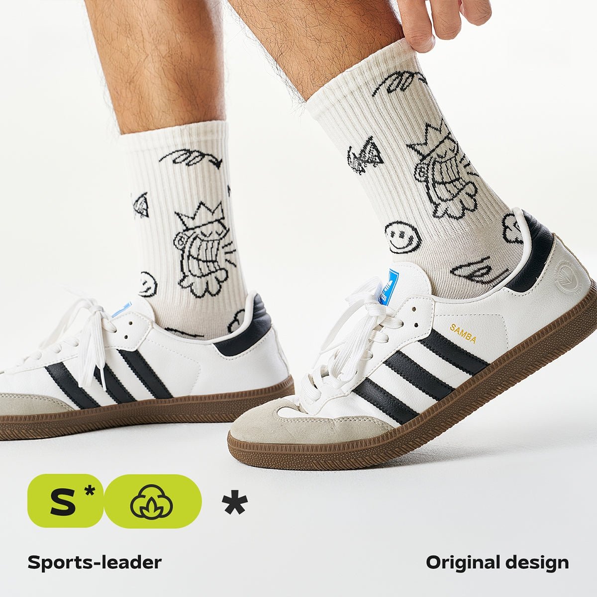 Black & White Graffiti Graphic Mid - Calf Socks – Men's 5 - Pair All - Season Streetwear Set