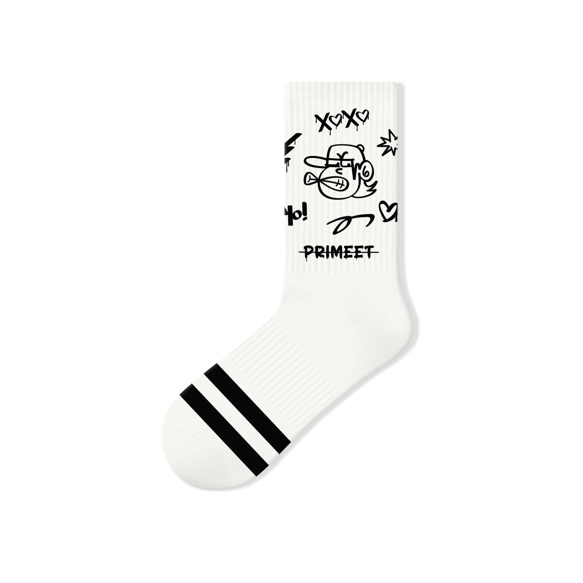 Black & White Graffiti Graphic Mid - Calf Socks – Men's 5 - Pair All - Season Streetwear Set