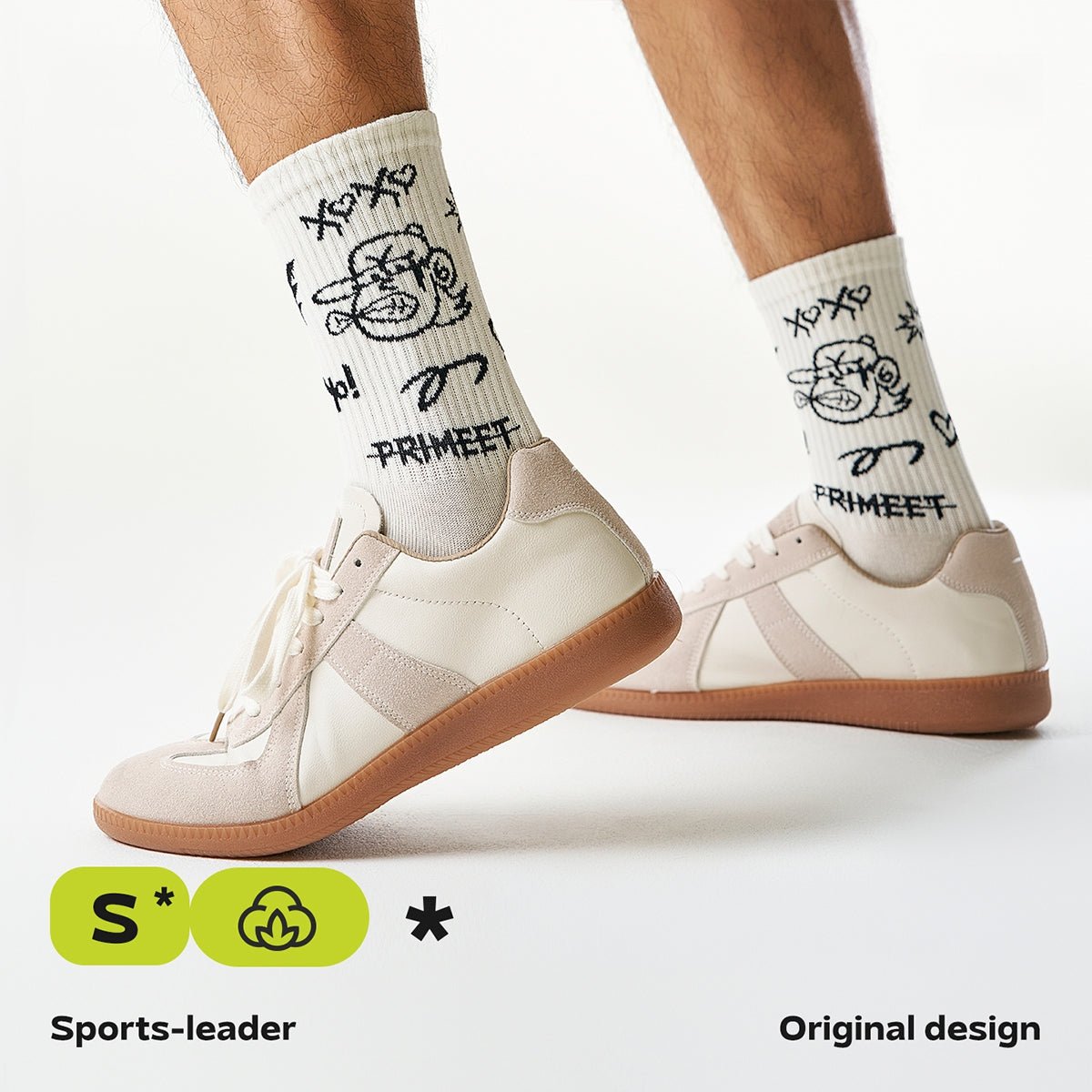 Black & White Graffiti Graphic Mid - Calf Socks – Men's 5 - Pair All - Season Streetwear Set
