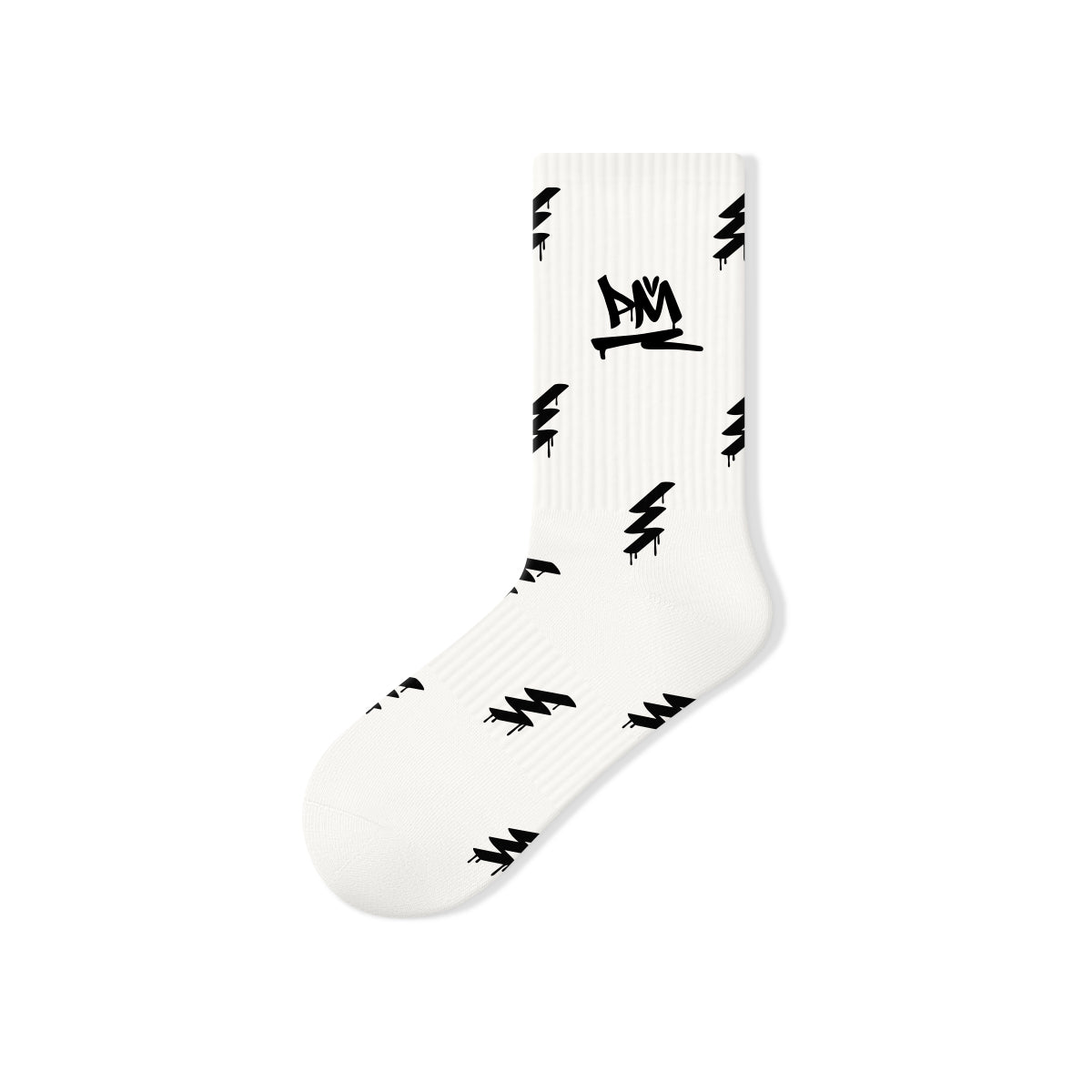 Black & White Graffiti Graphic Mid - Calf Socks – Men's 5 - Pair All - Season Streetwear Set