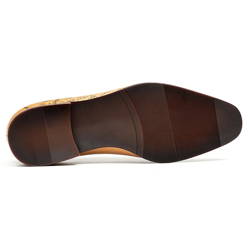 Men’s Calfskin Elite Oxford Shoes with Artistic Script Engraving - 0cm