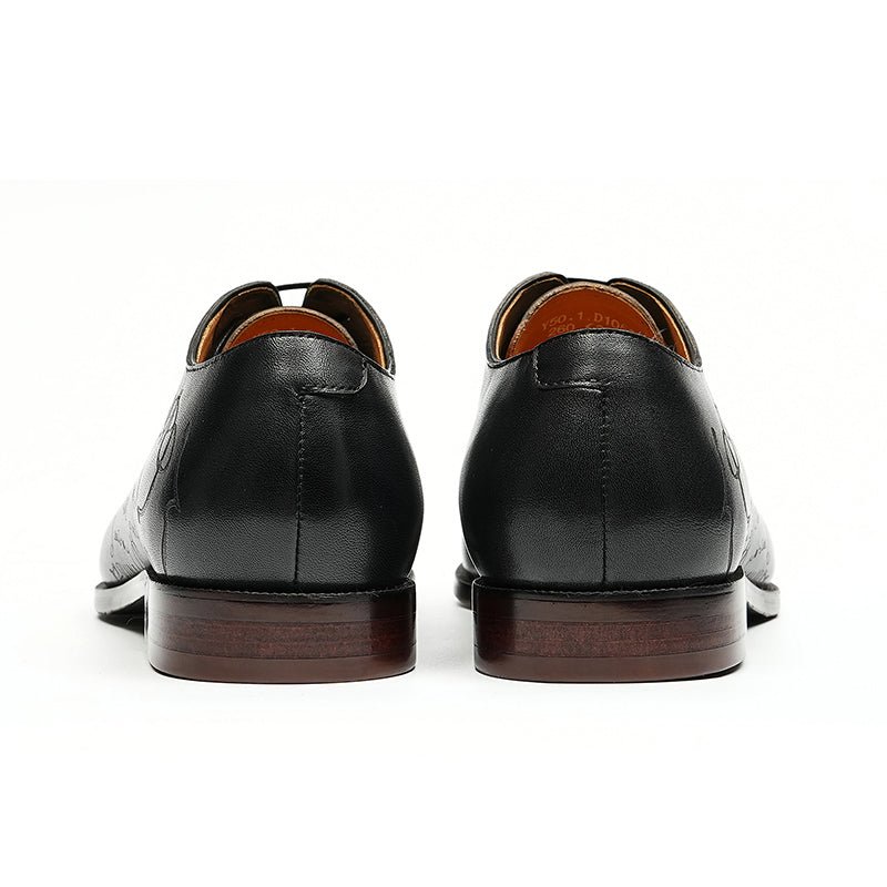 Men’s Calfskin Elite Oxford Shoes with Artistic Script Engraving - 0cm