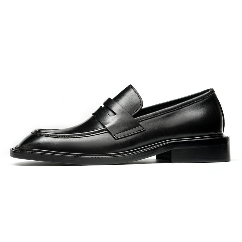 Men’s Calfskin Gradient Leather Loafers with Bold Reinforced Straps - 0cm