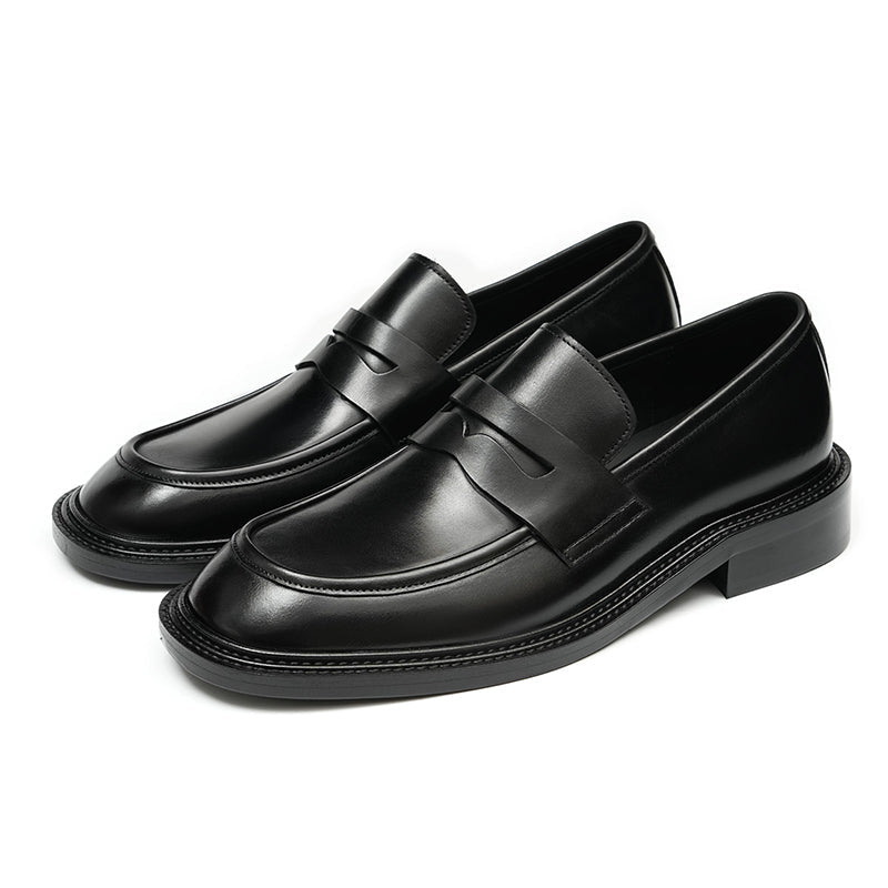 Men’s Calfskin Gradient Leather Loafers with Bold Reinforced Straps - 0cm