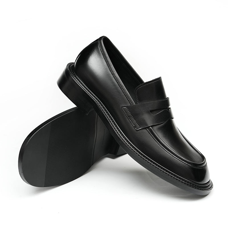 Men’s Calfskin Gradient Leather Loafers with Bold Reinforced Straps - 0cm