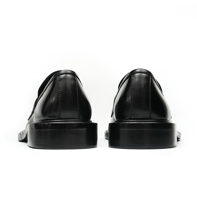 Men’s Calfskin Gradient Leather Loafers with Bold Reinforced Straps - 0cm