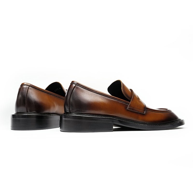 Men’s Calfskin Gradient Leather Loafers with Bold Reinforced Straps - 0cm