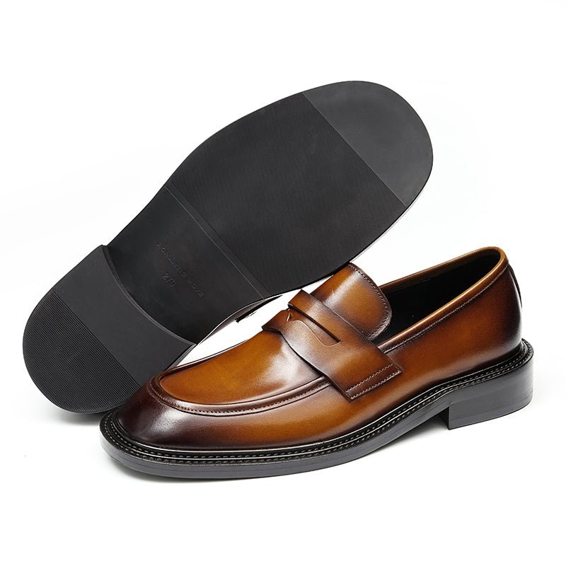 Men’s Calfskin Gradient Leather Loafers with Bold Reinforced Straps - 0cm