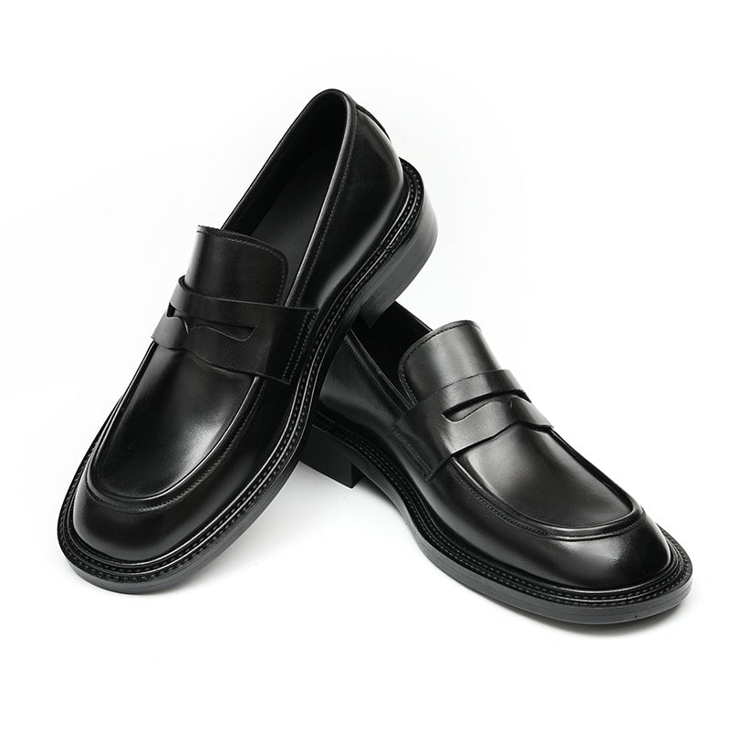 Men’s Calfskin Gradient Leather Loafers with Bold Reinforced Straps - 0cm