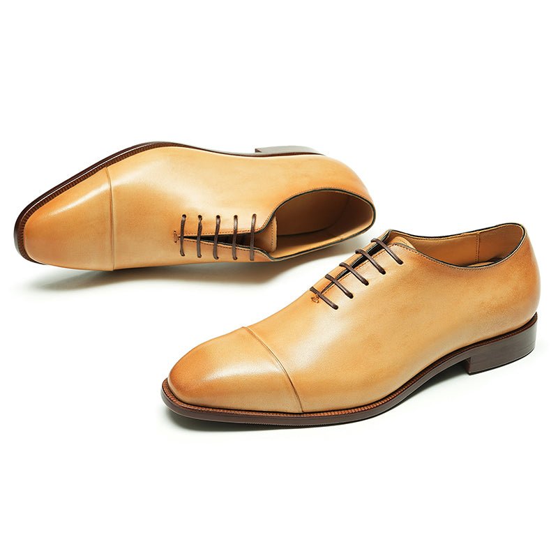 Men’s Calfskin Oxford Cap Toe Lace Up Dress Shoes - 0cm