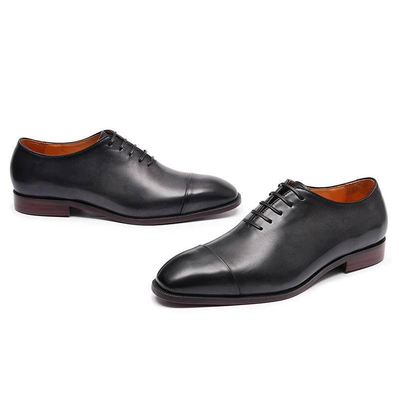 Men’s Calfskin Oxford Cap Toe Lace Up Dress Shoes - 0cm