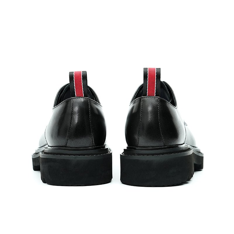 Men’s Calfskin Structured Square Toe Lace Up Derby Shoes with Tabs - 0cm