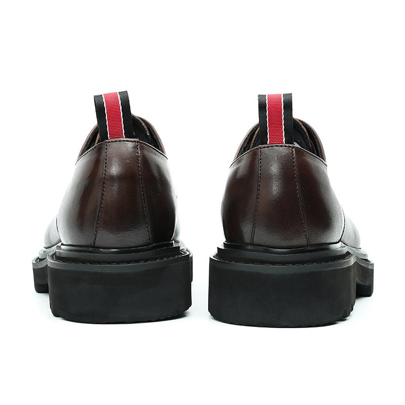 Men’s Calfskin Structured Square Toe Lace Up Derby Shoes with Tabs - 0cm