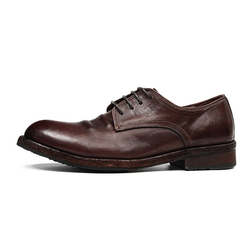 Men’s Classic Derby Shoes with Handcrafted Patina Finish - 0cm