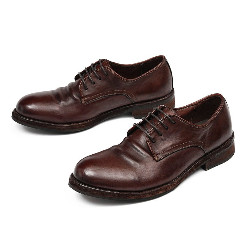 Men’s Classic Derby Shoes with Handcrafted Patina Finish - 0cm