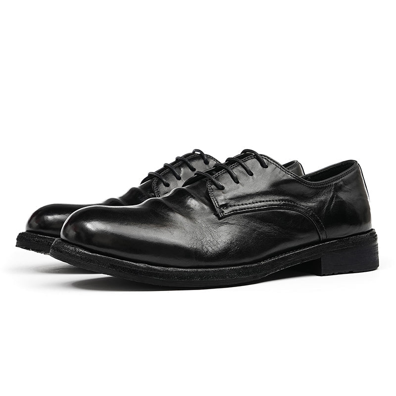 Men’s Classic Derby Shoes with Handcrafted Patina Finish - 0cm