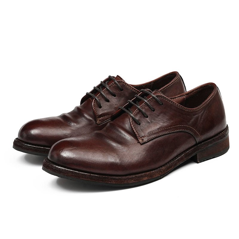 Men’s Classic Derby Shoes with Handcrafted Patina Finish - 0cm