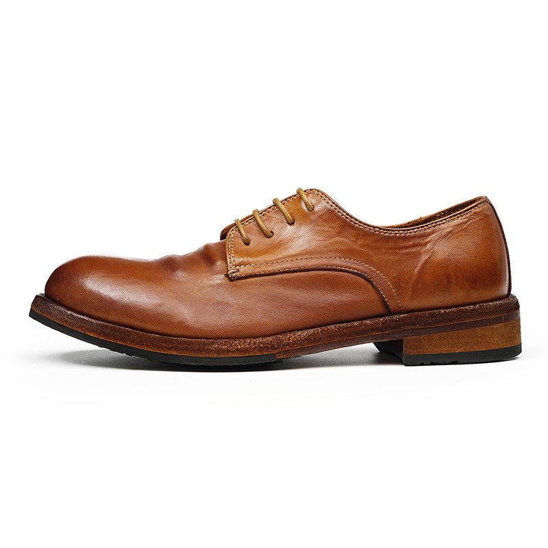 Men’s Classic Derby Shoes with Handcrafted Patina Finish - 0cm