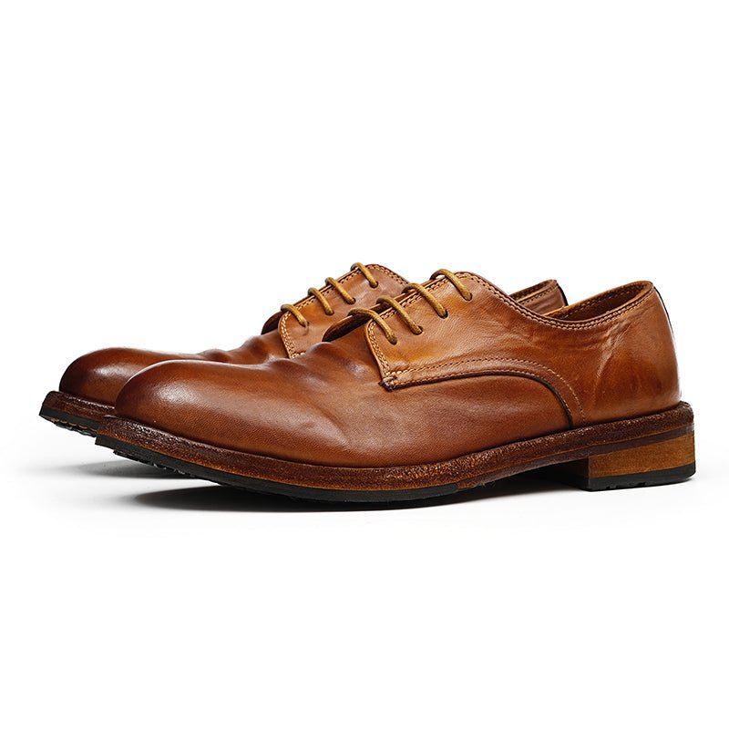 Men’s Classic Derby Shoes with Handcrafted Patina Finish - 0cm