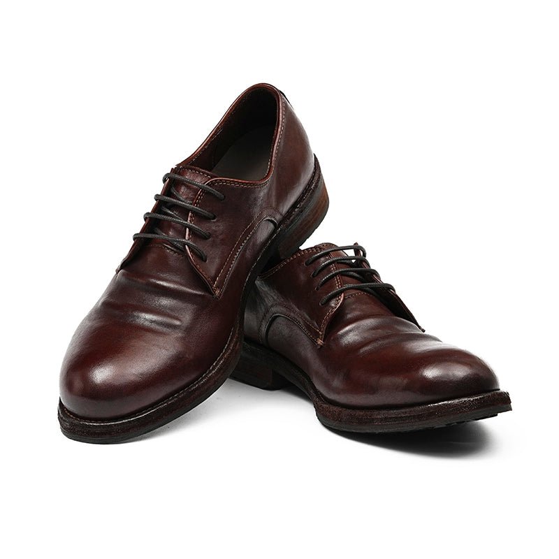 Men’s Classic Derby Shoes with Handcrafted Patina Finish - 0cm