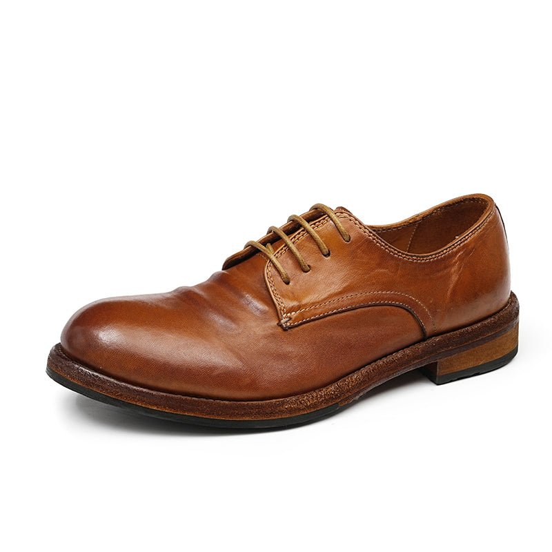 Men’s Classic Derby Shoes with Handcrafted Patina Finish - 0cm