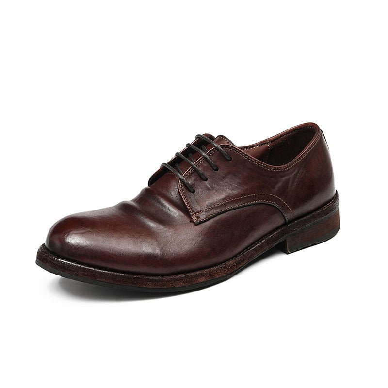 Men’s Classic Derby Shoes with Handcrafted Patina Finish - 0cm