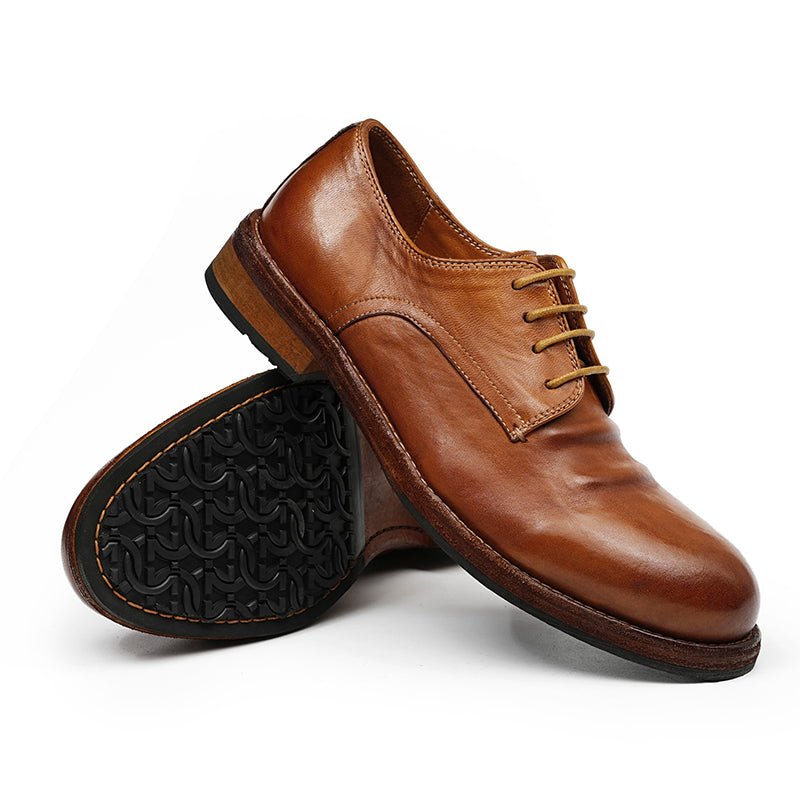Men’s Classic Derby Shoes with Handcrafted Patina Finish - 0cm