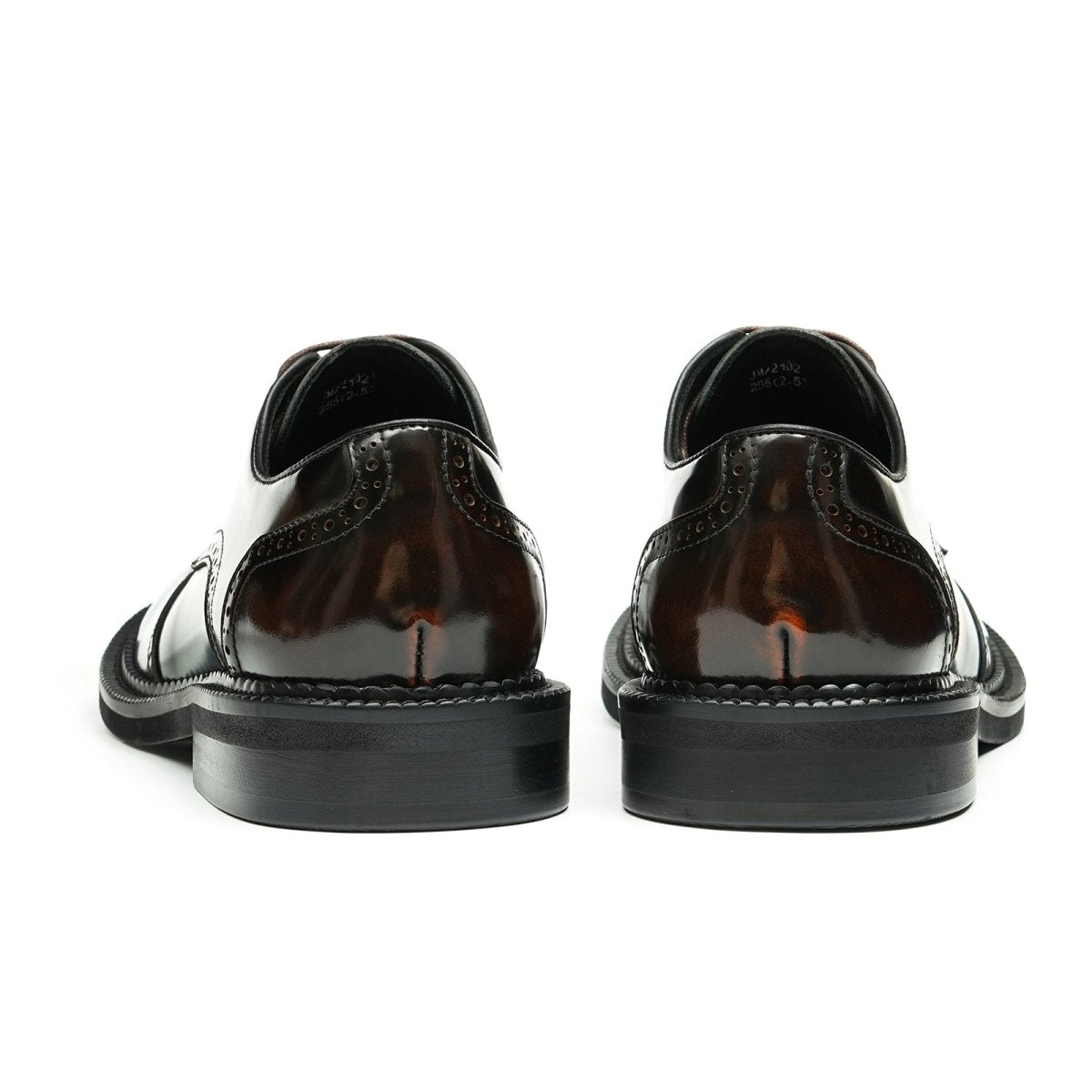 Men's Glossy Calfskin Classic Brogue Lace Up Derby Shoes - 0cm