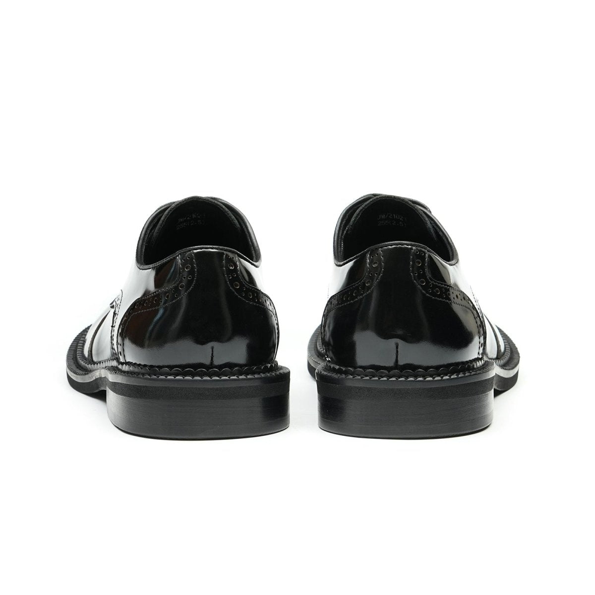 Men's Glossy Calfskin Classic Brogue Lace Up Derby Shoes - 0cm