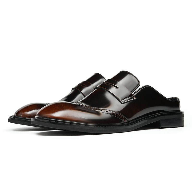 Men’s Glossy Calfskin Classic Slipper Mules - 0cm