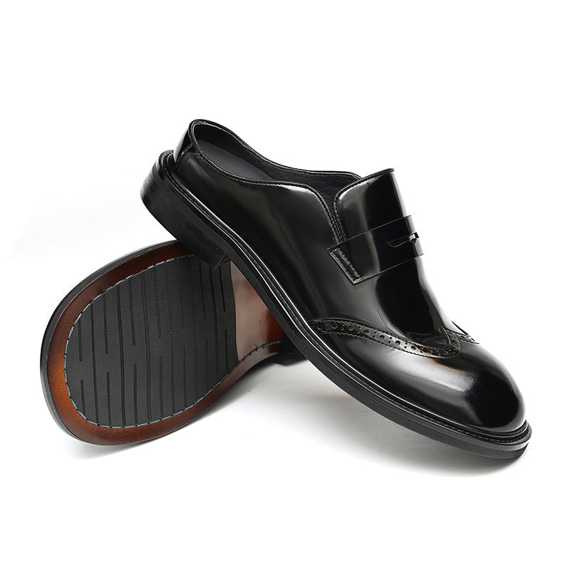 Men’s Glossy Calfskin Classic Slipper Mules - 0cm