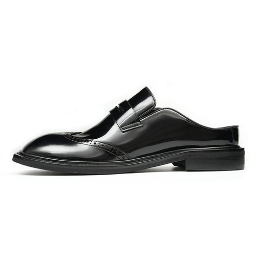 Men’s Glossy Calfskin Classic Slipper Mules - 0cm